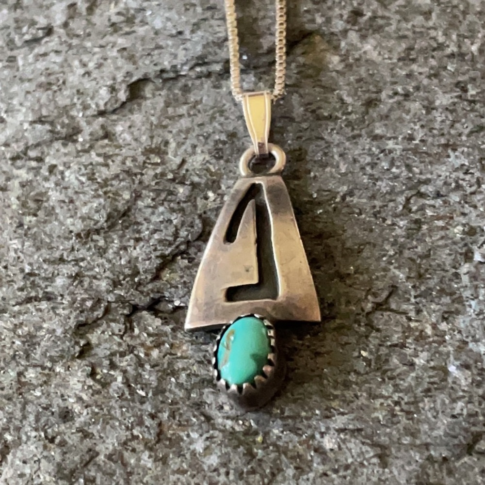 Vintage Native American Turquoise Pendant - Picture 2 of 10
